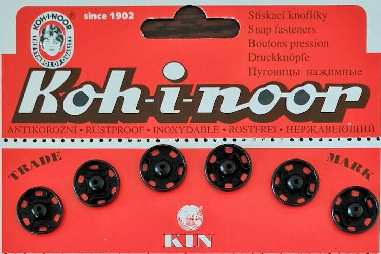 Σούστες Ραπτικής 13mm Ανοξείδωτες Τσεχίας 6τμχ Koh-I-Noor No.5 - 13mm - Μαύρο