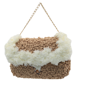 Πλεκτή Τσάντα Ώμου Crochet Puffy Bag Καφέ