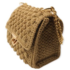 Πλεκτή Τσάντα Ώμου Crochet Big Bobble Bag Μπεζ