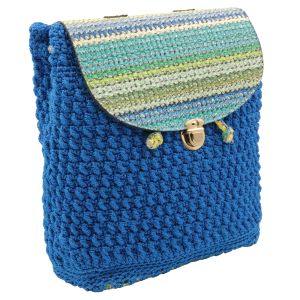 Πλεκτή Τσάντα Πλάτης Crochet Ripple Back Bag Μπλε