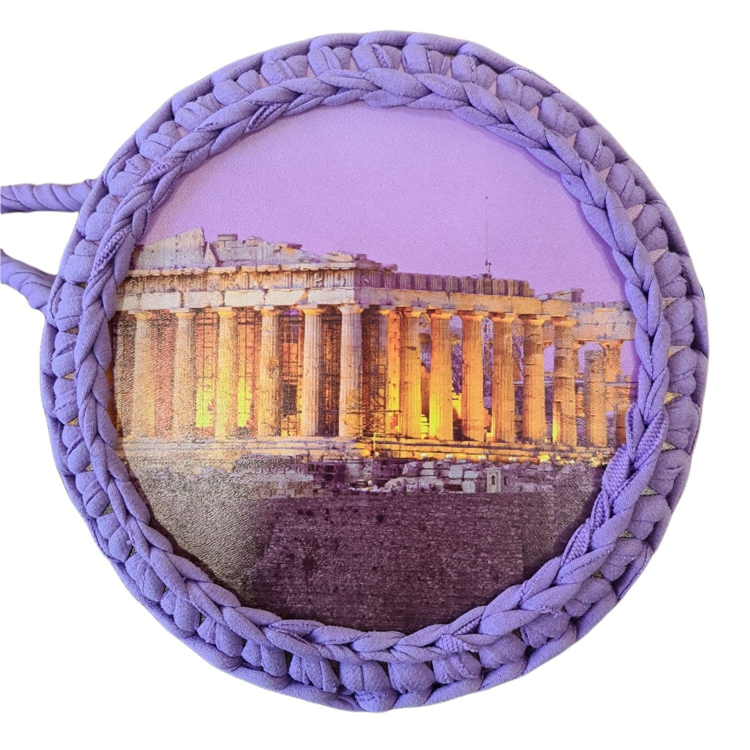 Crochet Parthenon Noodle Bag Purple Shoulder Bag