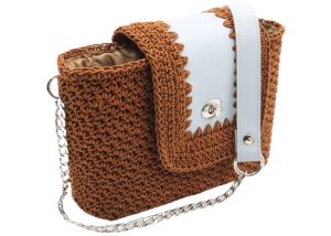 Πλεκτή Τσάντα Ώμου Duble Stich Crochet Bag Καφέ