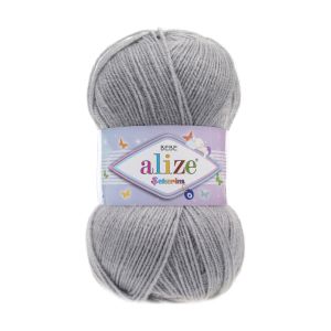 Alize Knitting Yarn Sekerim Bebe 344 - Silver Gey