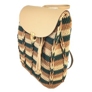 Πλεκτή Τσάντα Πλάτης Crochet back bag Μπέζ - Σακίδιο Νο.1